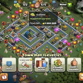 Clash of Clans Accounts High-End LV 159|TH 12 ALL MAX|HH 6|Limited Skin|BK 65,AQ 65,MP 40,GW 40,BM 10|CN ON|Classic Skeleton