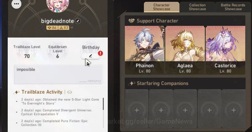 Honkai Star Rail Accounts Mid Game Asia|TL 70|11 Limited [Saber,Phainon,Cerydra,Evernight,Cyrene,Aglaea]+Sign 2