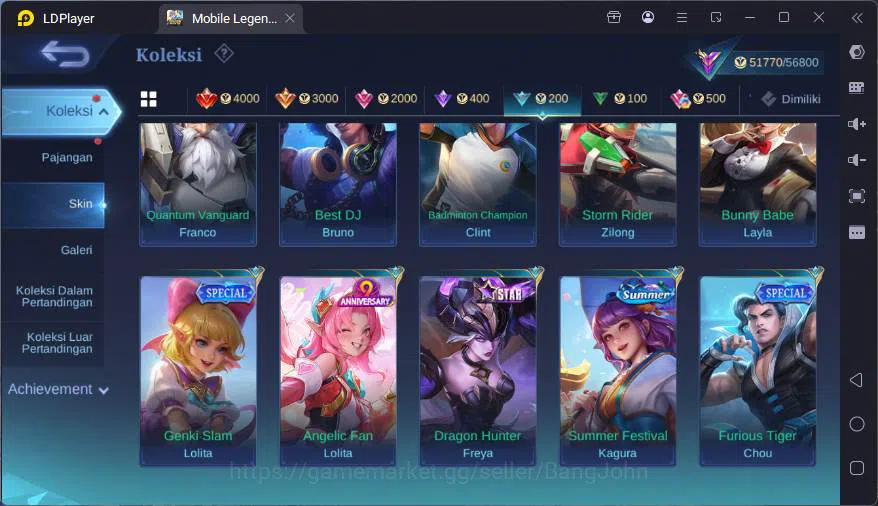 Mobile Legends: Bang Bang Accounts GLOBAL|Hero 80|Skin 199|Prime Granger,Sanrio Flory image 14