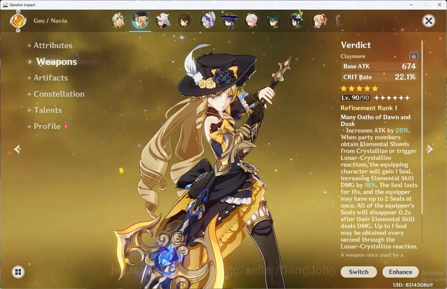 Genshin Impact Accounts ASIA | AR 60|28 Limit+7 Sign|Yae MikoC1,Neuvillett image 5