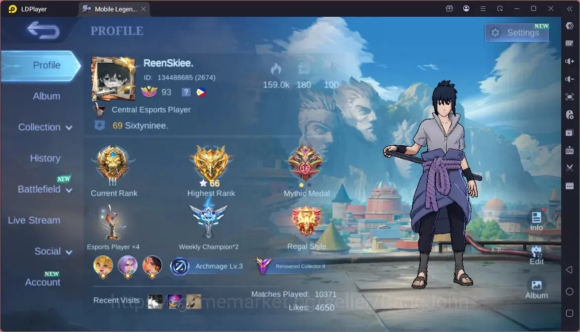 Mobile Legends: Bang Bang Accounts Collector Global|Hero 133|Skin 279|Renowned|Naruto Suyou|Sanrio Floryn,Change|KOF 1