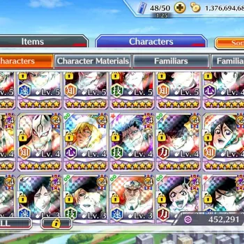 Bleach: Brave Souls Accounts Mid-Tier #BBS155 [GLOBAL] 5 Char 5/5 | 278 Character *6 | NEW As Nodt, White 5/5 | Tybw Yama