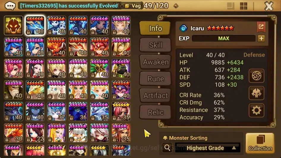 Summoners War: Sky Arena Accounts ASIA Lv 36|1 LD[Eleanor]|14 Total NB5[Feng Yan,Tar image 10