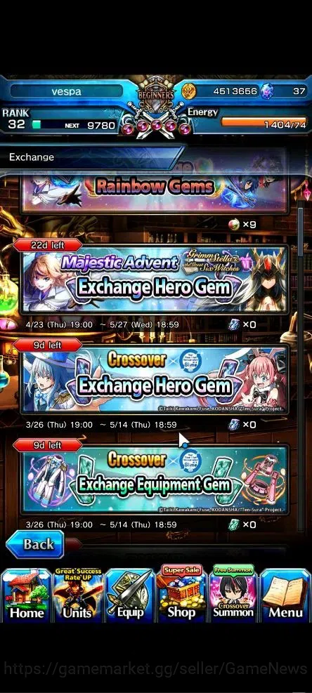 Grand Summoners Accounts Global|Rank 32|4 Ascend+1 TW|[Bouncing Bunny Milim image 9