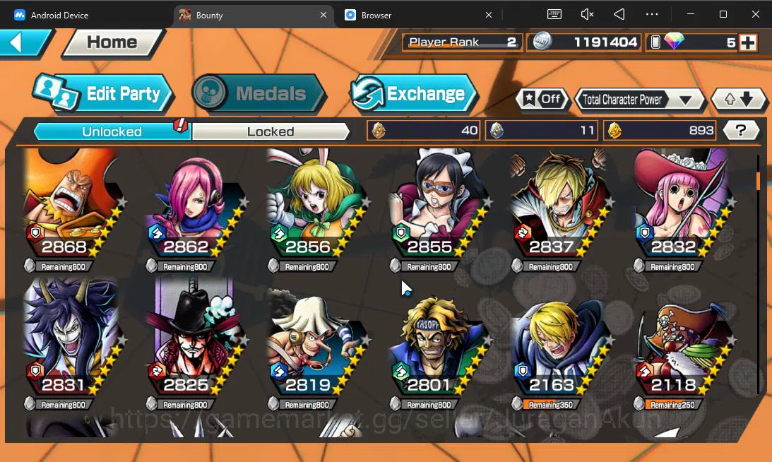 One Piece Bounty Rush Accounts Global | 3 META EX | GP Roger, TFE Luffy, BoM Oira image 3