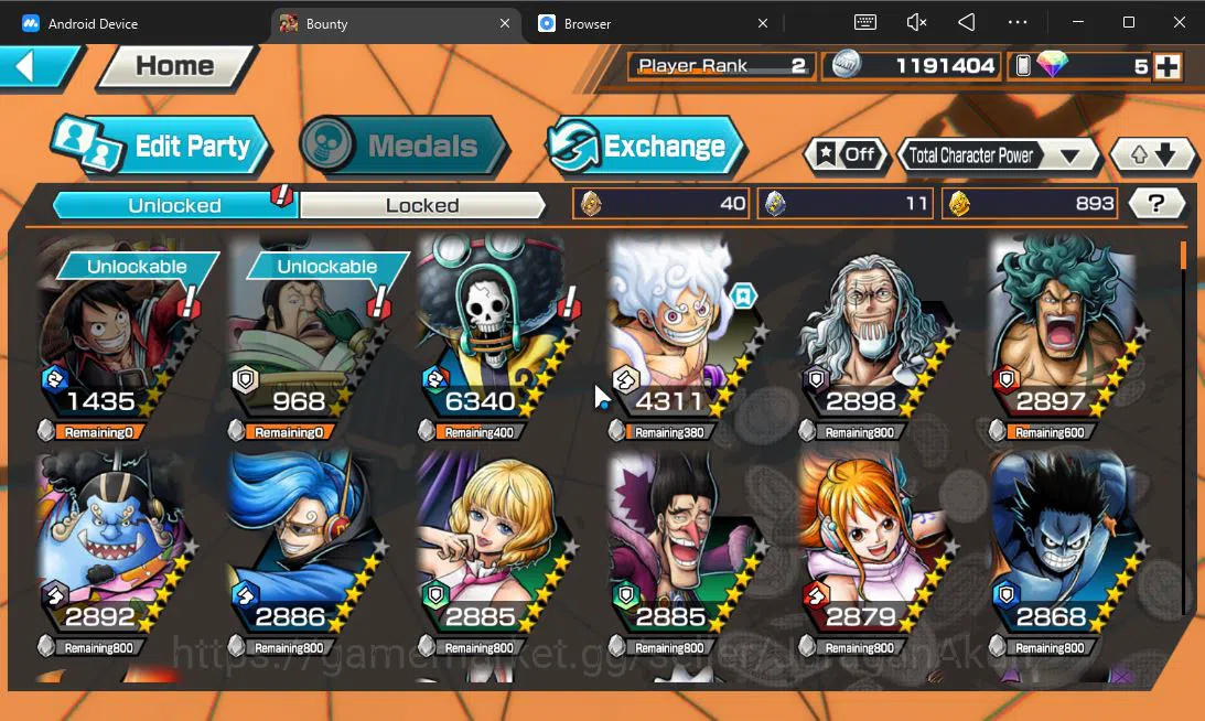 One Piece Bounty Rush Accounts Global | 3 META EX | GP Roger, TFE Luffy, BoM Oira image 5