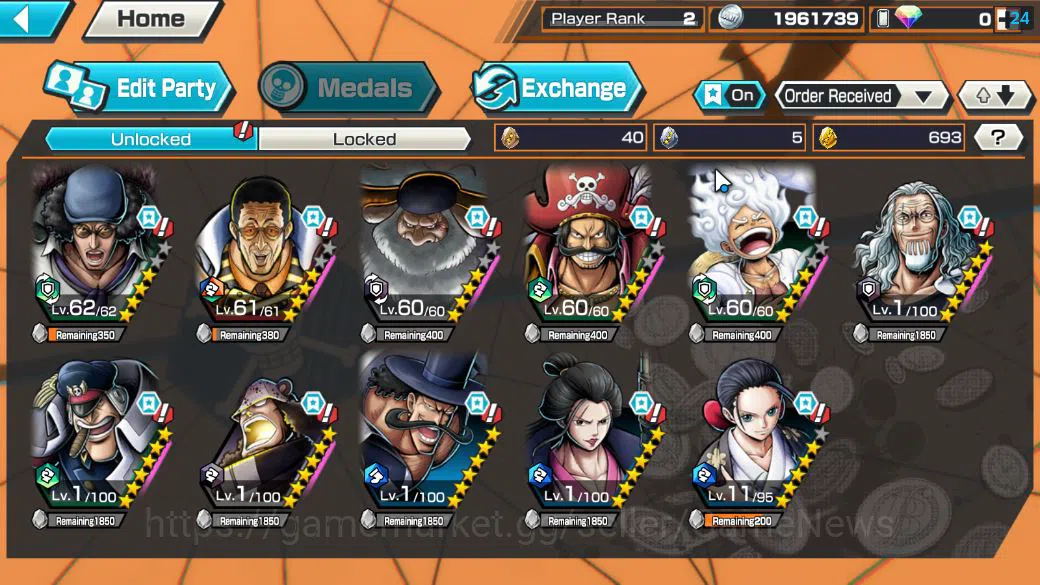 One Piece Bounty Rush Accounts Starter Global|5 EX|BP Kuzan,G5 Monkey D. Luffy,AMS Borsalino,5E St.Saturn,KOP Gol D 3
