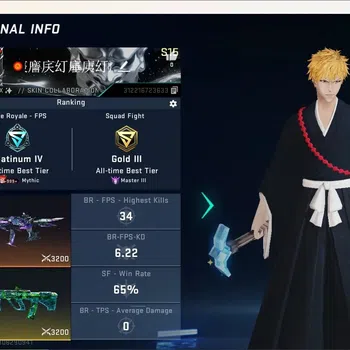 Blood Strike Accounts Collab Skin ASIA|Ultra Melee:One-HandedAxe|Collab Striker:Zero-IchigoKurosaki|1 Limited & 5 Ultra