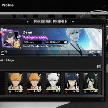 BLEACH: Soul Resonance Accounts NUVERSE SEA|Lv 71|11 SSR|5 Sign|(IchiBanB3,Ichigo IHB2,Ulquiorra,Ichigo