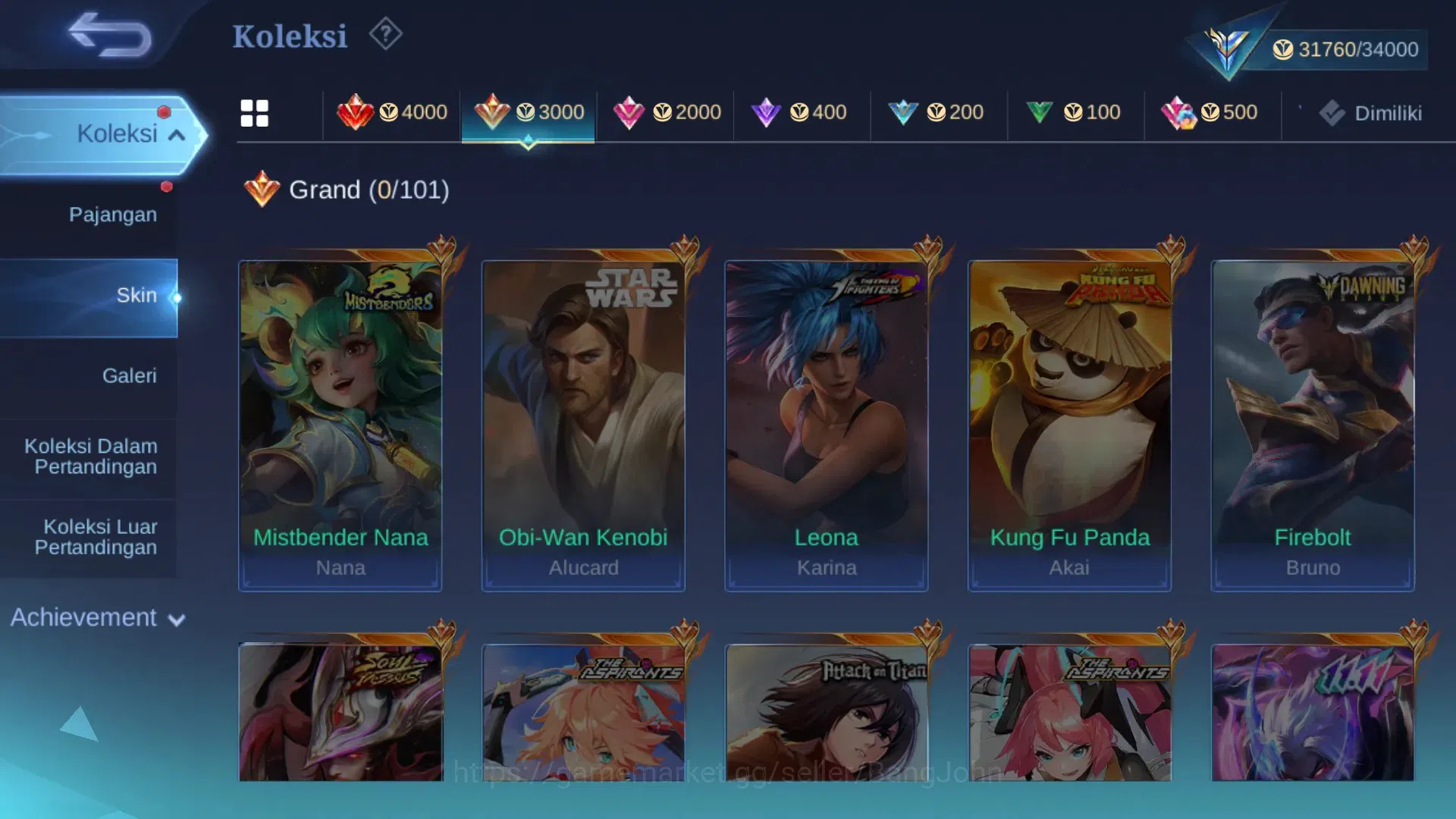 Mobile Legends: Bang Bang Accounts Global Hero 119 | Skin 182 | Ex Glory 59 | Spongeb image 13