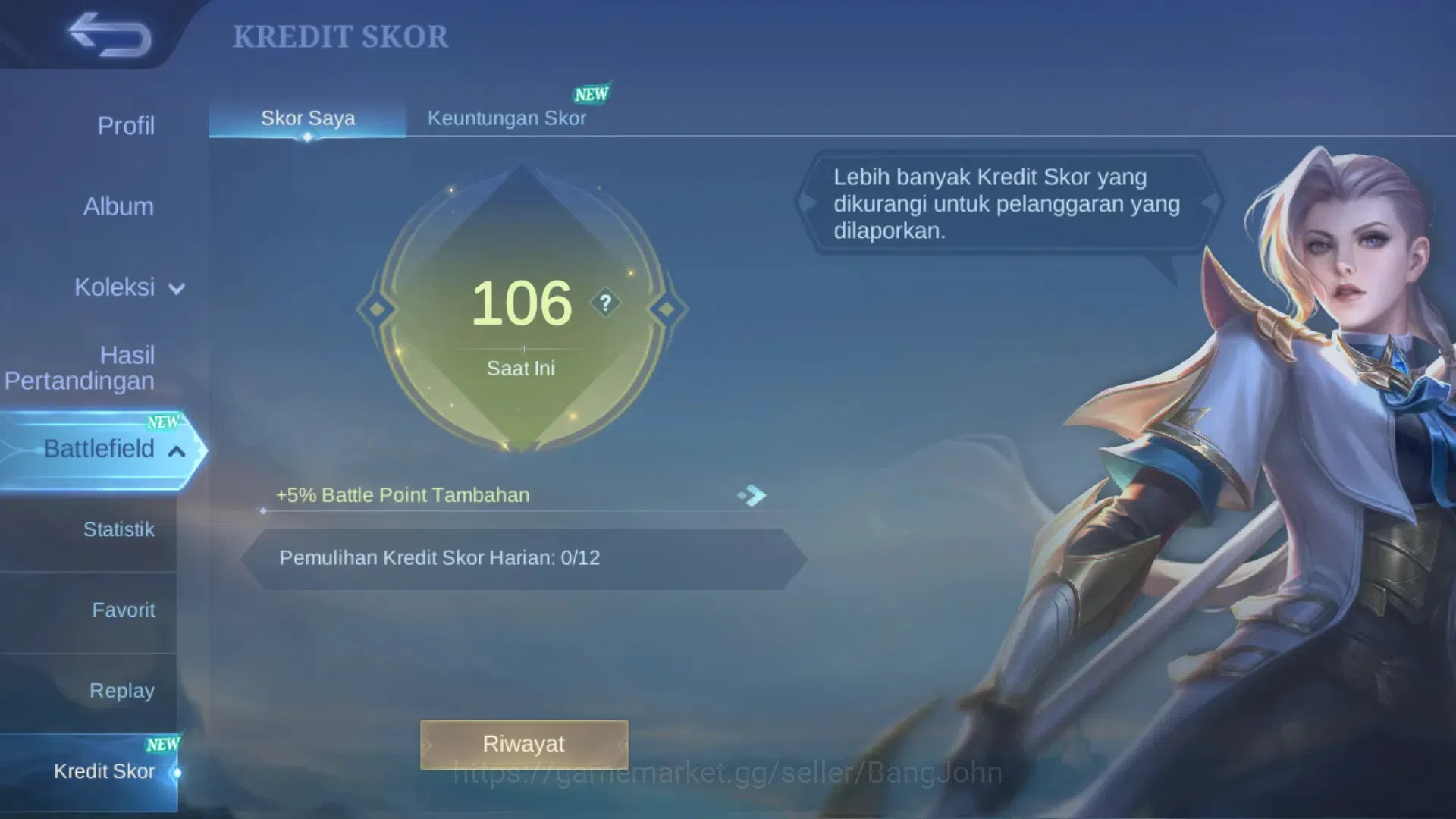 Mobile Legends: Bang Bang Accounts Global Hero 119 | Skin 182 | Ex Glory 59 | Spongeb image 5