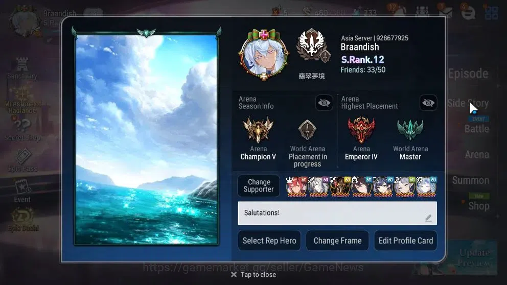 Epic Seven Accounts High-End ASIA Verif|32 ML(Notos,GenRas,Straze,Etc)+Collab FULL[FRIEREN,AESPA]+Benimaru,etc|75 2
