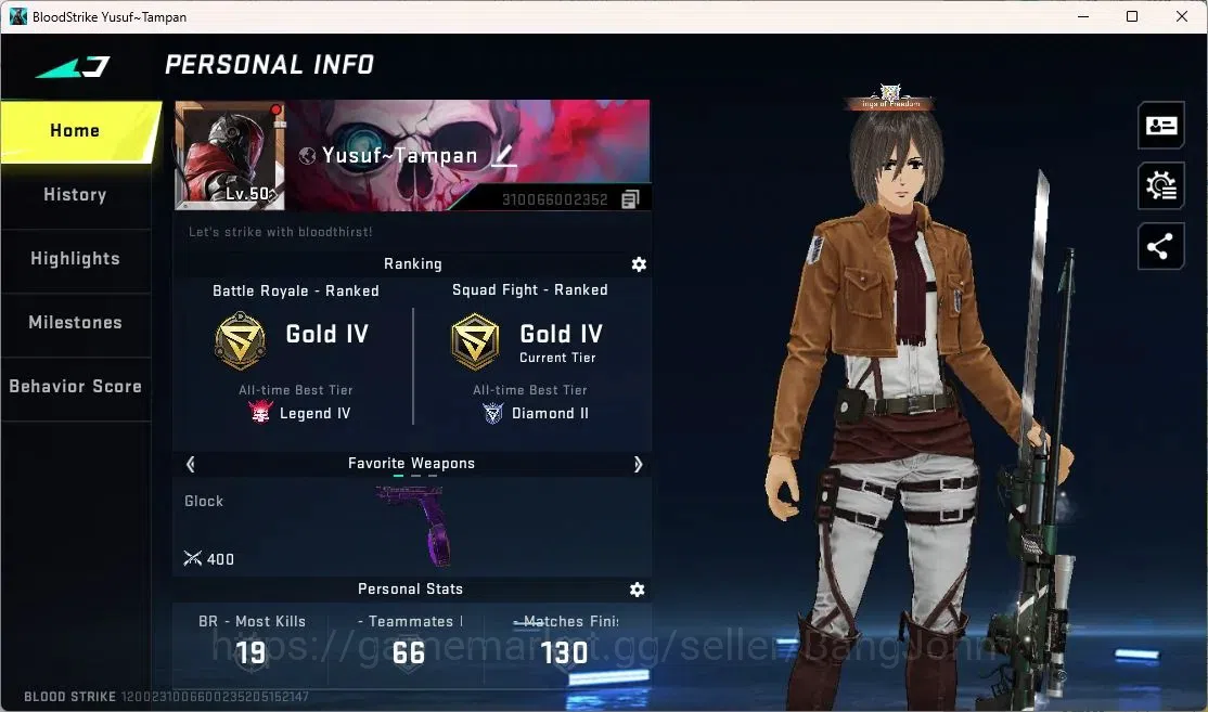 Blood Strike Accounts ASIA | Mikasa AOT & Tokyo Revengers FN2000, 3 AOT  image 2