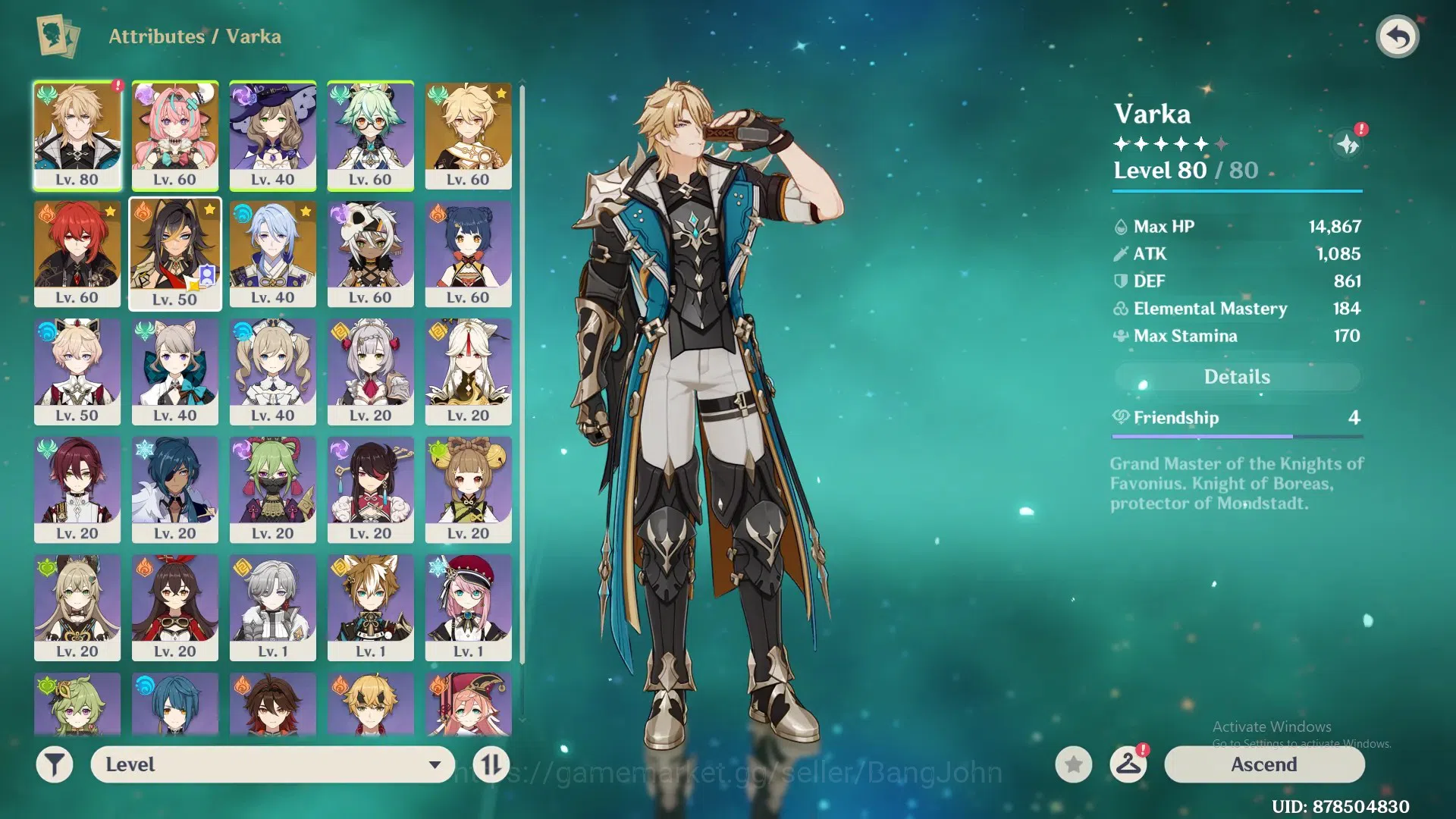 Genshin Impact Accounts ASIA|AR 45|3Limit|Varka,Varesa,Ayato,Etc,|Low Expl image 6