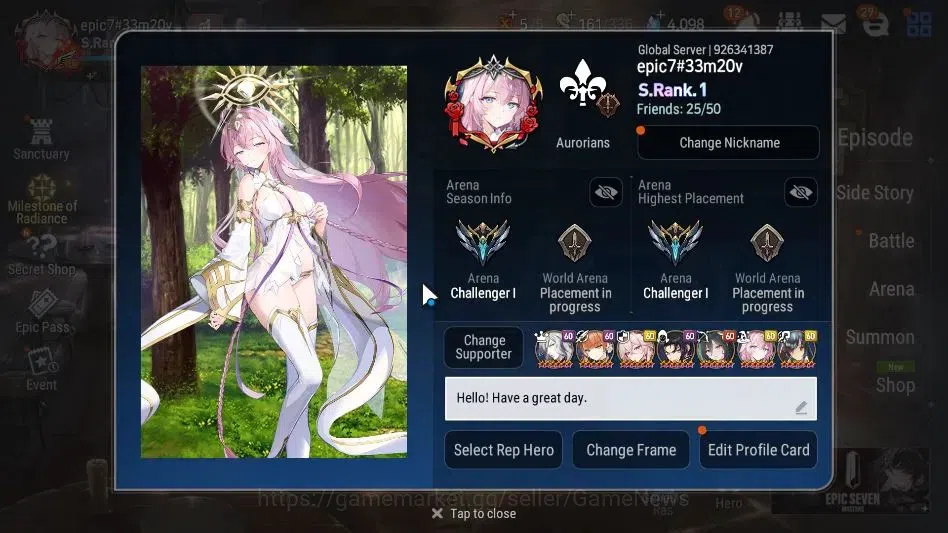 Epic Seven Accounts High-End GLOBAL Unverif|18 ML[LOTScales,BArunka,NM Luna,Etc]+Rinak,Ivana,TA Coli,etc|4K SStone+1M 2