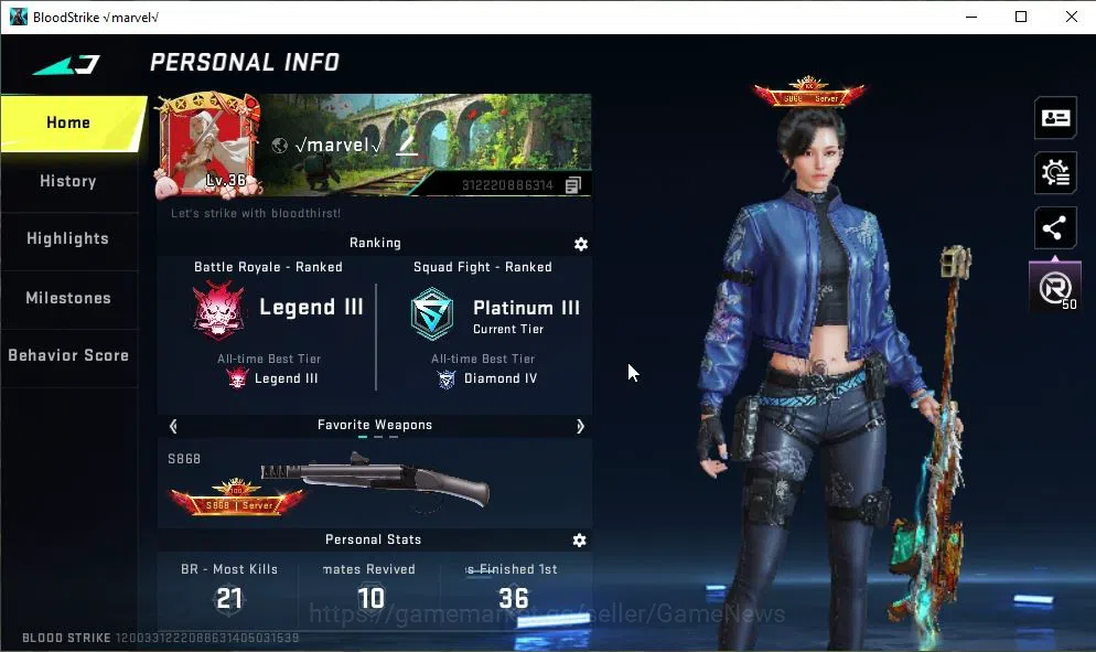 Blood Strike Accounts ASIA|3 ULTRA[SPIKE,M82 Lv5,INP-9 Lv2]|Collab 7DS[Q image 2