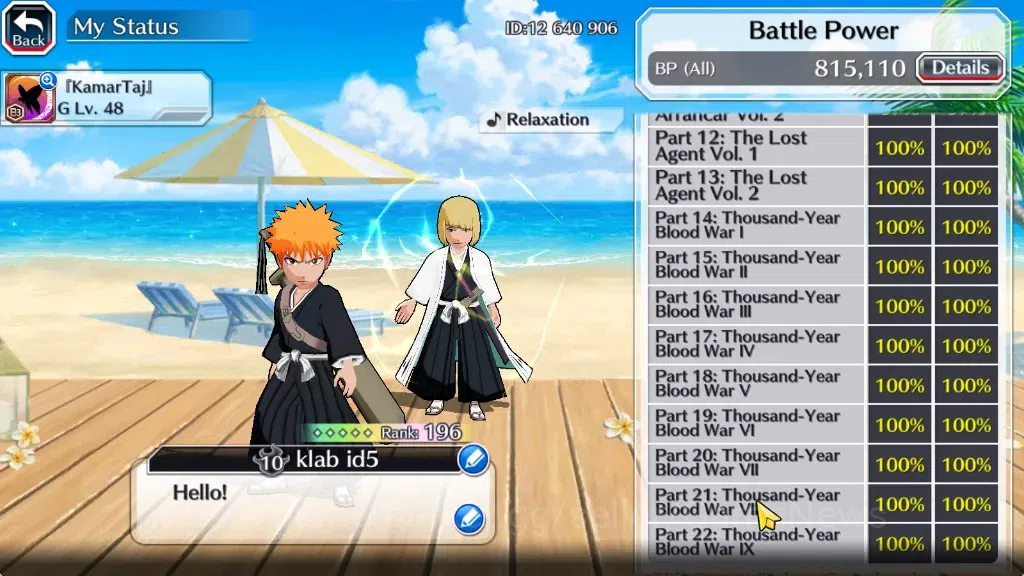 Bleach: Brave Souls Accounts Starter [GLOBAL]|56K Orb|DT Ichigo,TYBW26 Kenpachi,Yachiru,SantaSociety Giselle,TYBW25 5