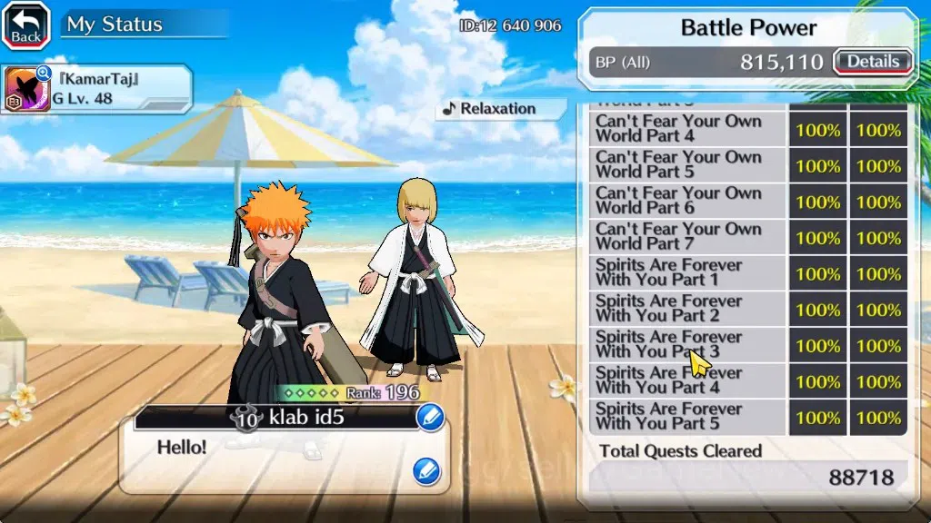Bleach: Brave Souls Accounts Starter [GLOBAL]|56K Orb|DT Ichigo,TYBW26 Kenpachi,Yachiru,SantaSociety Giselle,TYBW25 7
