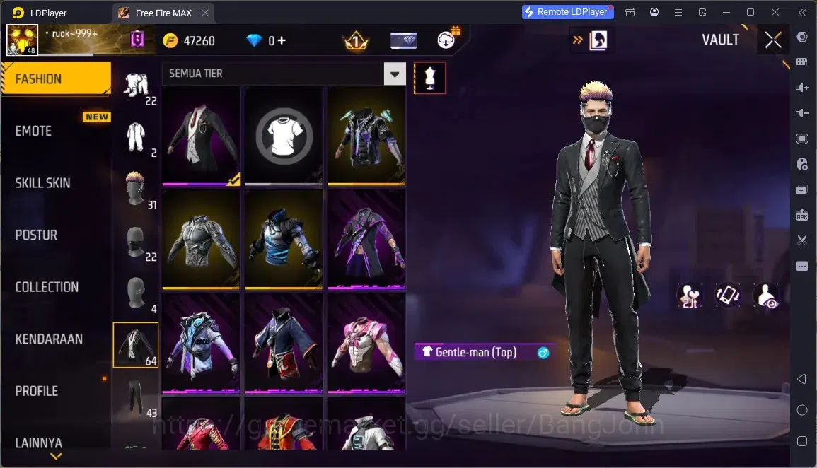 Free Fire Accounts Indonesia | M1887- RAPPER UNDERWORLD| McLaren Racing Bundle & Backpack| Thrash Metalic Backpack | Check 10