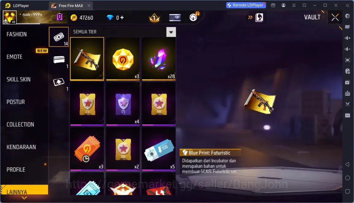 Free Fire Accounts Indonesia | M1887- RAPPER UNDERWORLD| McLaren Racing Bundle & Backpack| Thrash Metalic Backpack | Check 14
