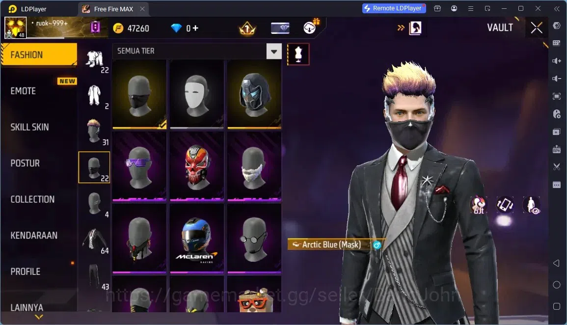 Free Fire Accounts Indonesia | M1887- RAPPER UNDERWORLD| McLaren Racing Bundle & Backpack| Thrash Metalic Backpack | Check 8