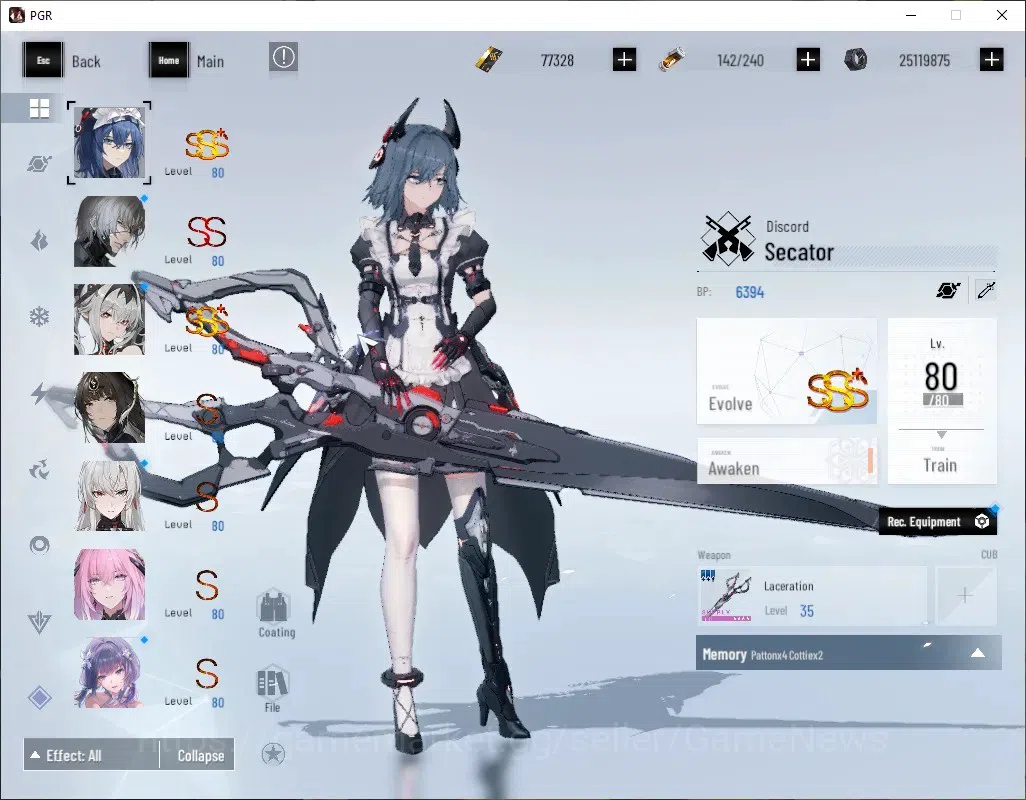 Punishing: Gray Raven Accounts Mid-Game Asia|Lv 94|77K BC,17K YC,3K BlueC|SSS Secator,SS Epitaph,SSS Daybreak,S Shukra,S 3