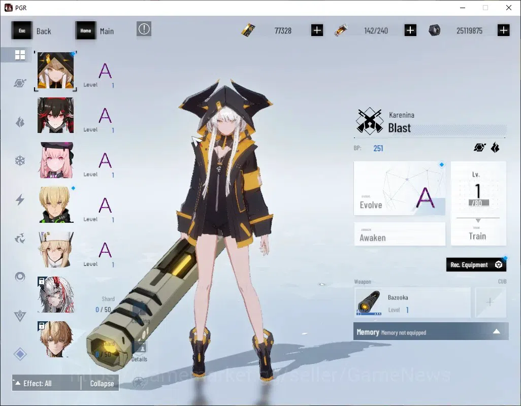 Punishing: Gray Raven Accounts Mid-Game Asia|Lv 94|77K BC,17K YC,3K BlueC|SSS Secator,SS Epitaph,SSS Daybreak,S Shukra,S 6