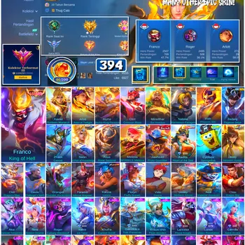 Mobile Legends: Bang Bang Accounts #4572 394 Skins | Franco King of Hell (LEGEND) | Floryn Fluffy Dream (SANRIO) | Karina