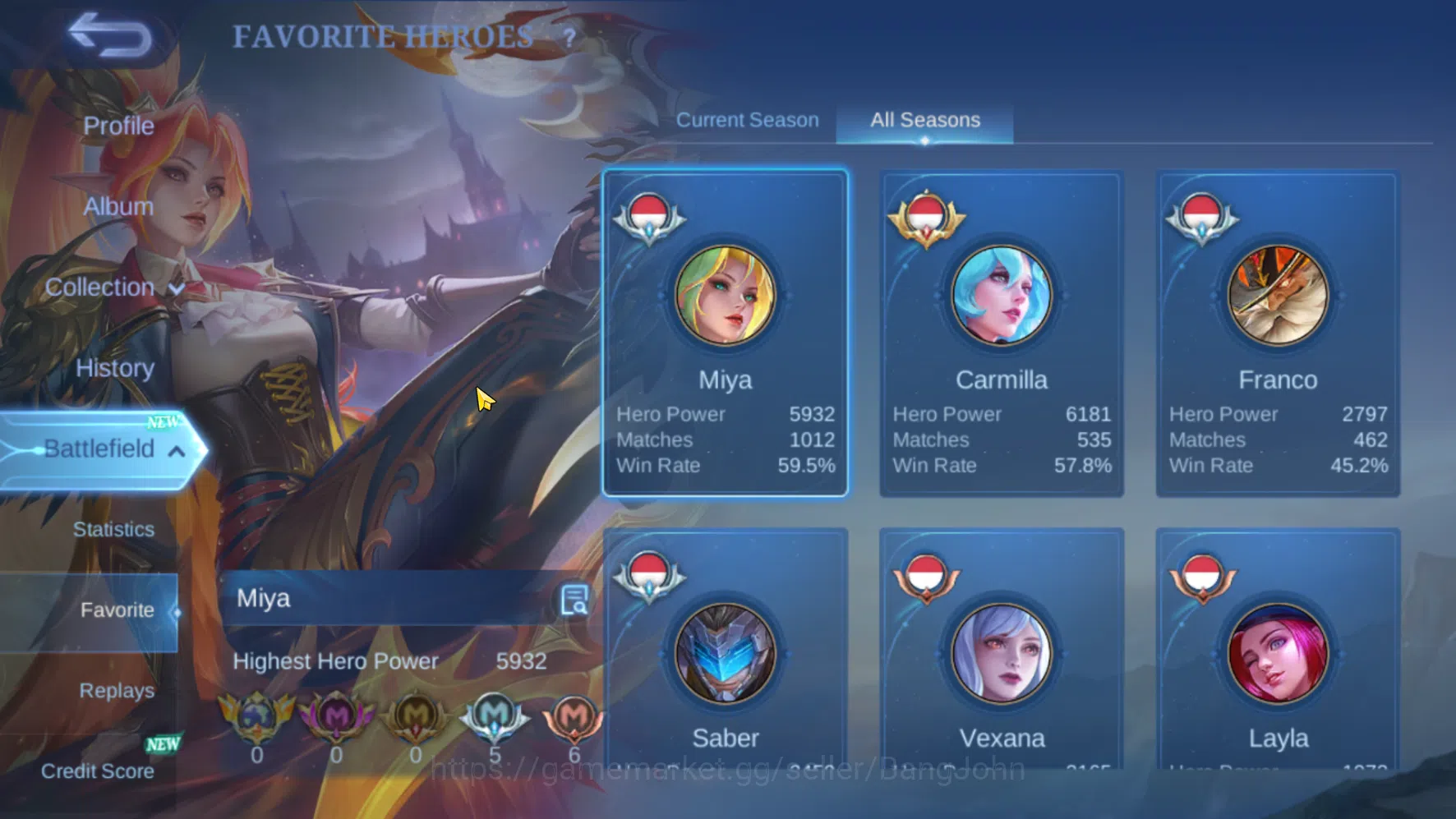 Mobile Legends: Bang Bang Accounts Hero 70 Skin 115 | Meow Julian, Silvanna | Epic Gu image 4