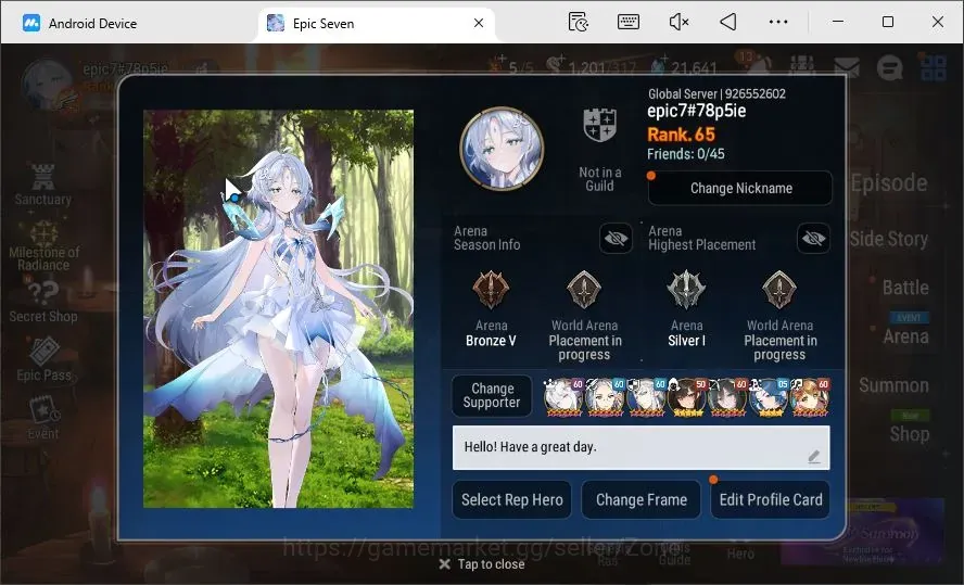 Epic Seven Accounts High-End Global unverif|Salome,LisetteC.Lilias,J.Kise,,L.W.Peira,Etc.)|PoH+Bless ON||SS 21.6K|Mystic 342 1
