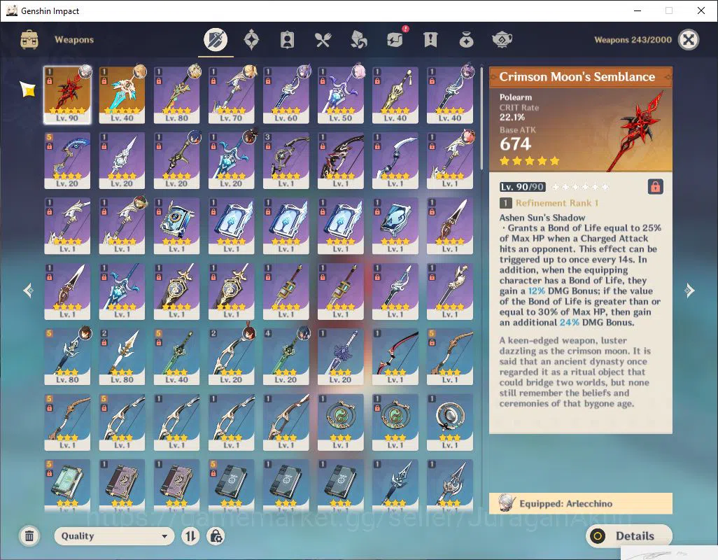 Genshin Impact Accounts ASIA|AR 55|4 Limited +2(5*Weapon)|Arlecchino,Zhong image 3
