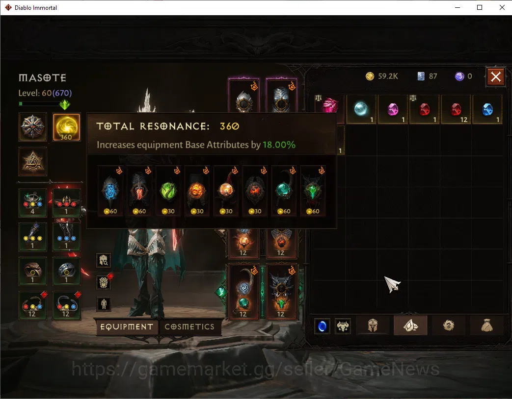 Diablo Immortal Accounts EU-Sescheron|CS ON|Lv60(670)|Necromancer|CR 38k|Re image 11