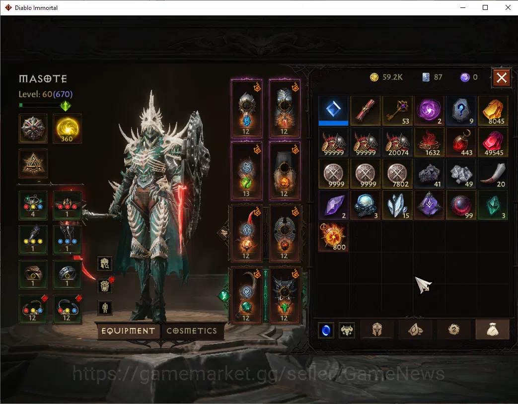 Diablo Immortal Accounts EU-Sescheron|CS ON|Lv60(670)|Necromancer|CR 38k|Re image 9