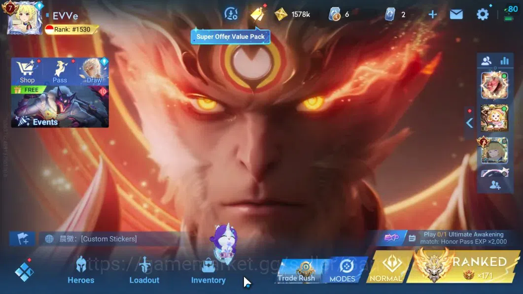 Honor of Kings Accounts Hero112 Skin286|Flawless(Arli),Precious(Musashi),M image 1