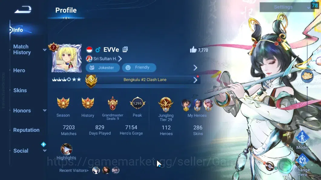 Honor of Kings Accounts Hero112 Skin286|Flawless(Arli),Precious(Musashi),M image 2