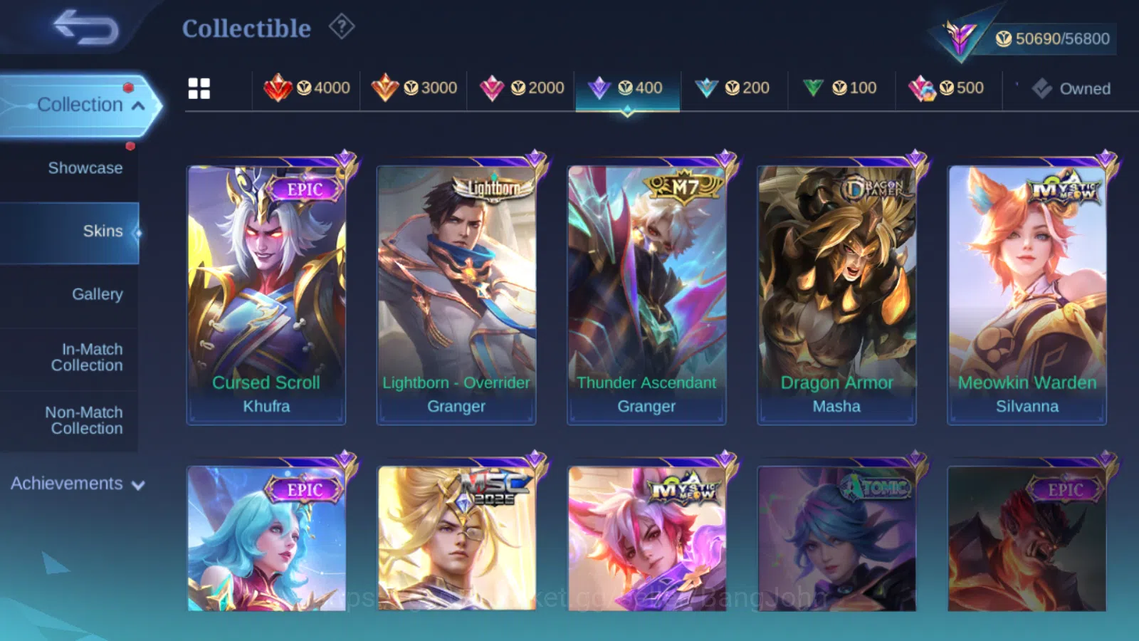 Mobile Legends: Bang Bang Accounts Hero 93 | skin 186 | emblem all max | renowned col image 11
