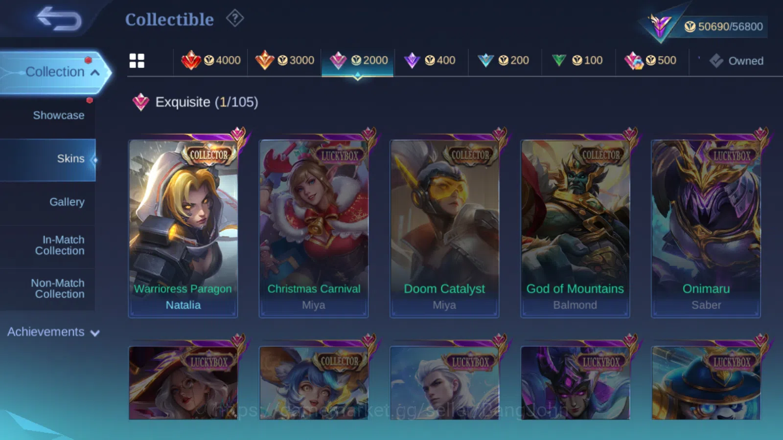 Mobile Legends: Bang Bang Accounts Hero 93 | skin 186 | emblem all max | renowned col image 5