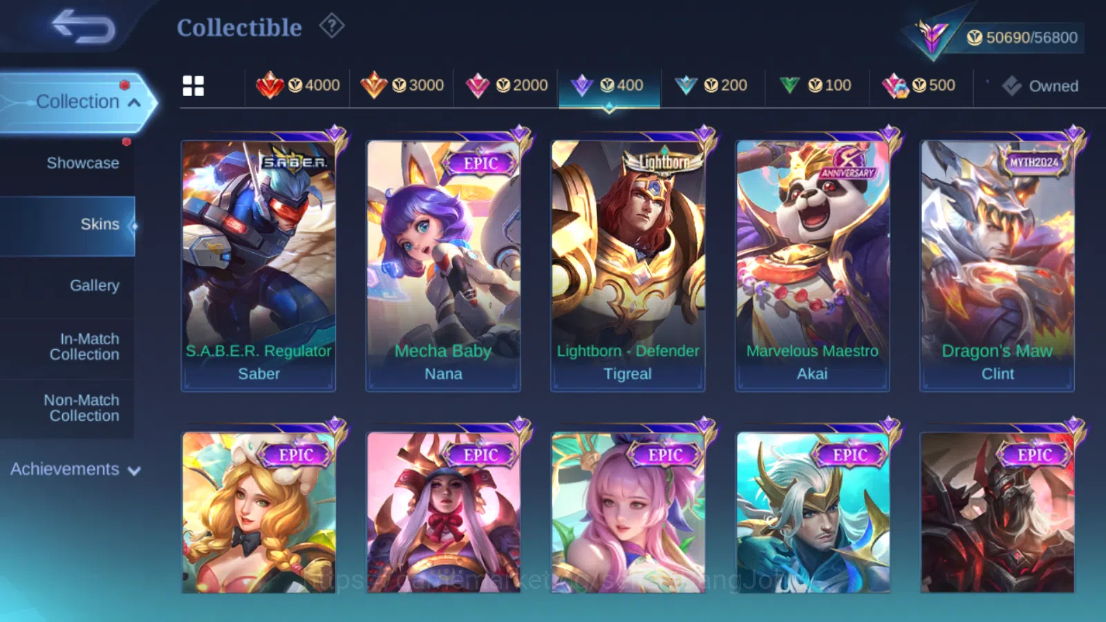 Mobile Legends: Bang Bang Accounts Hero 93 | skin 186 | emblem all max | renowned col image 6