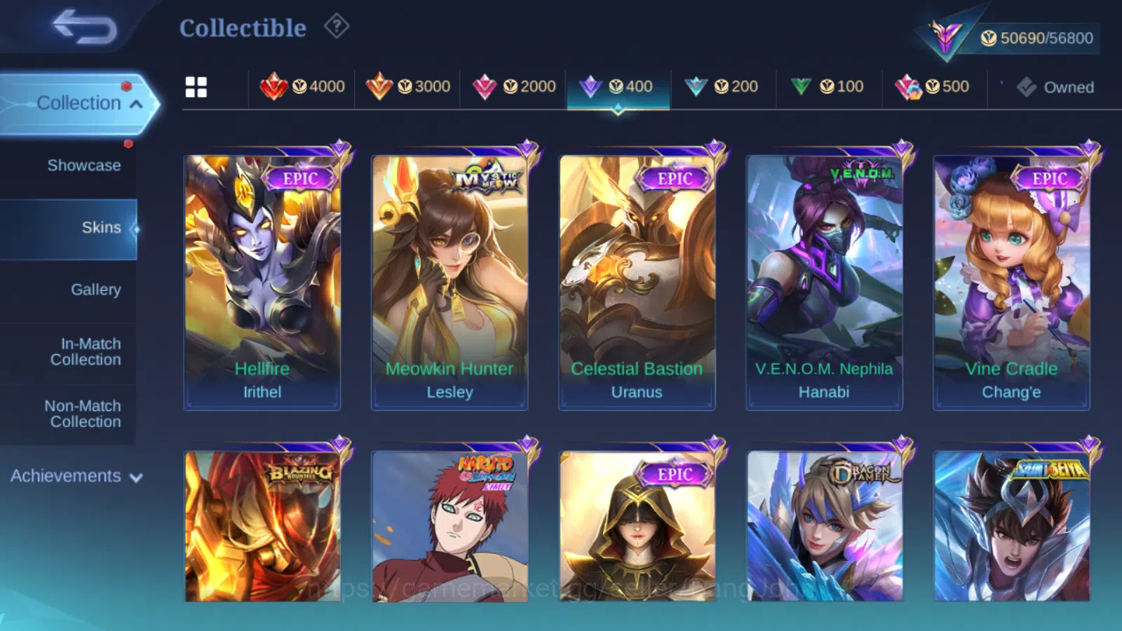 Mobile Legends: Bang Bang Accounts Hero 93 | skin 186 | emblem all max | renowned col image 9