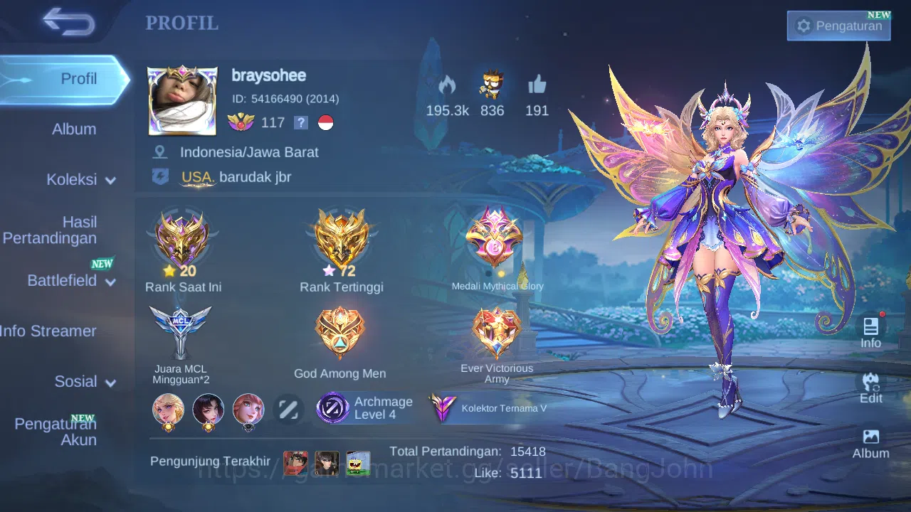 Mobile Legends: Bang Bang Accounts GLOBAL Hero 132 Skin 224 | Luckybox Lunox | KOF Ka image 2