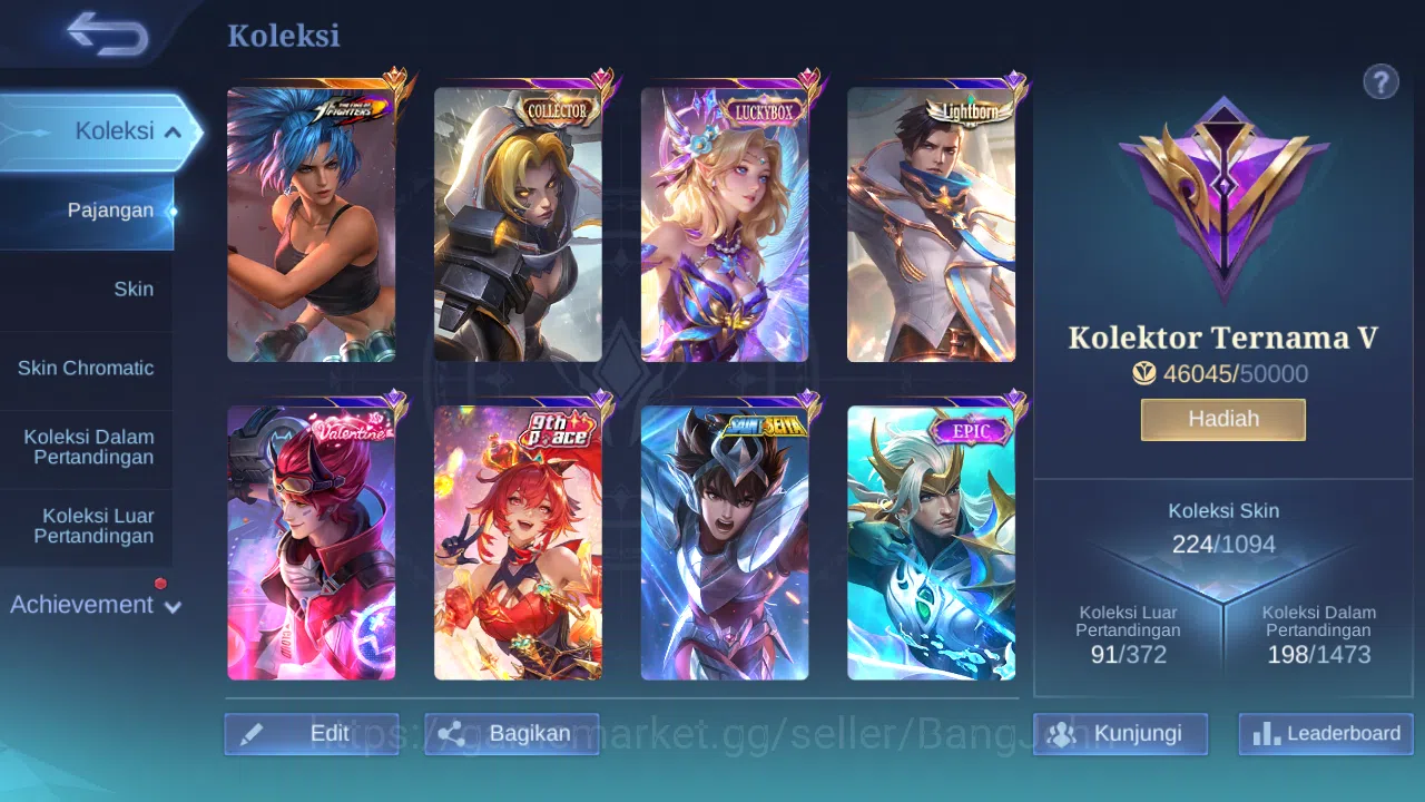 Mobile Legends: Bang Bang Accounts GLOBAL Hero 132 Skin 224 | Luckybox Lunox | KOF Ka image 8