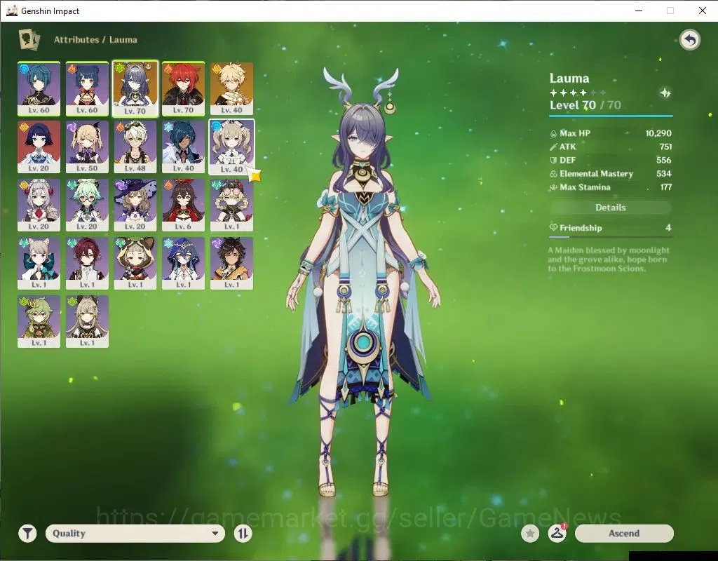 Genshin Impact Accounts ASIA|AR 38|1 Limit+18(*4Character)| Lauma |McMale| image 3