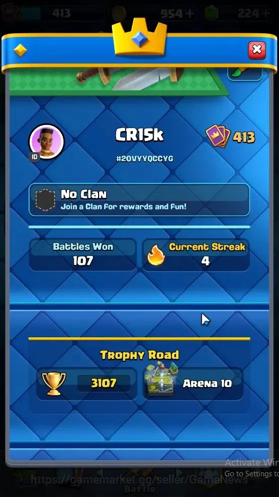 Clash Royale Accounts Lv 413|Trophy 3107|KTL 10|Card 52/121|1 Hero 4 EVO image 2