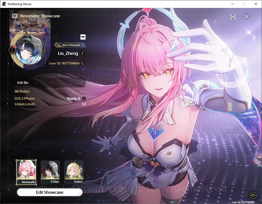 Wuthering Waves Accounts Others SEA|UL 53|6 Limited (Aemeath,Lynae,Yangyang:Xuanling,Suisui)+Sign,Chisa,Rebecca |DB Lvl 1