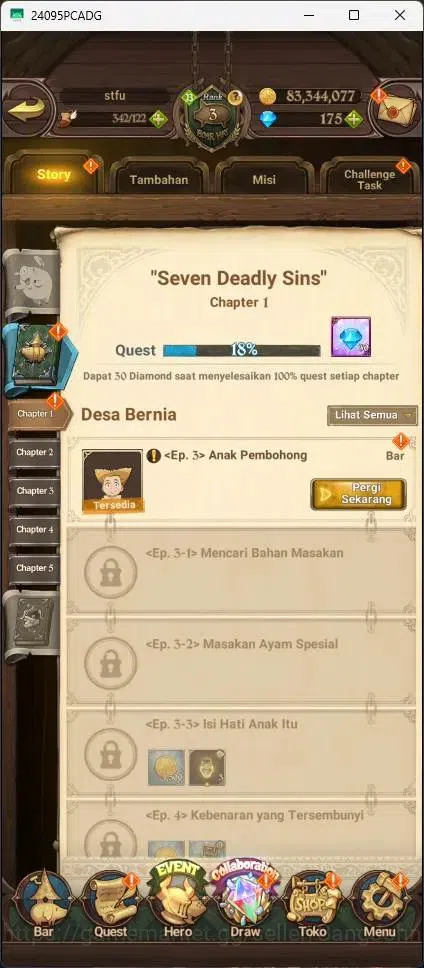 The Seven Deadly Sins: Grand Cross Accounts Others ASIA|424,775K CC|UR Demon King Meliodas 1/6|Collab Gachiakuta|Log TF 3