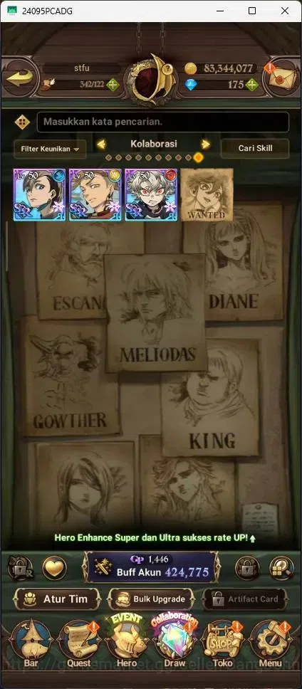 The Seven Deadly Sins: Grand Cross Accounts Others ASIA|424,775K CC|UR Demon King Meliodas 1/6|Collab Gachiakuta|Log TF 6