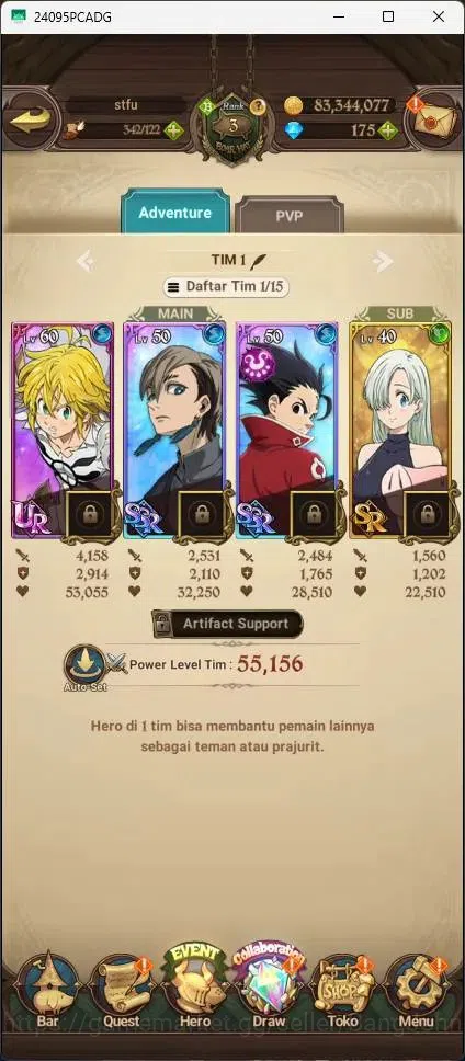 The Seven Deadly Sins: Grand Cross Accounts Others ASIA|424,775K CC|UR Demon King Meliodas 1/6|Collab Gachiakuta|Log TF 7