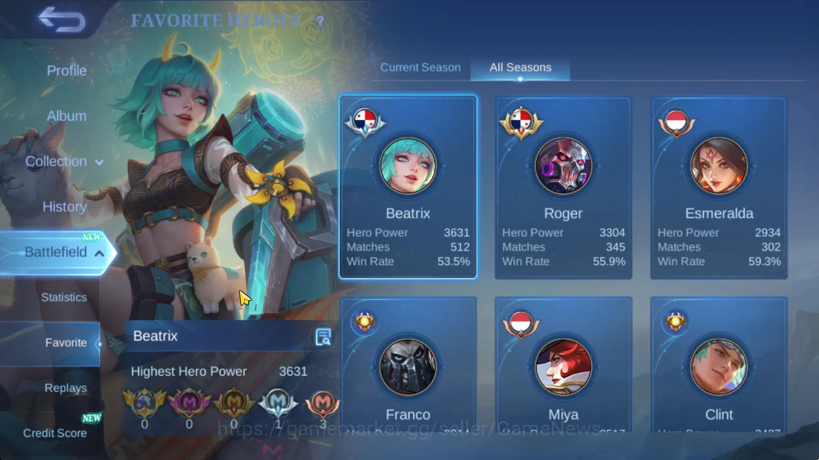 Mobile Legends: Bang Bang Accounts Hero 127|Skin 173|High Glory 76|CC Nata,LB Tigreal image 15