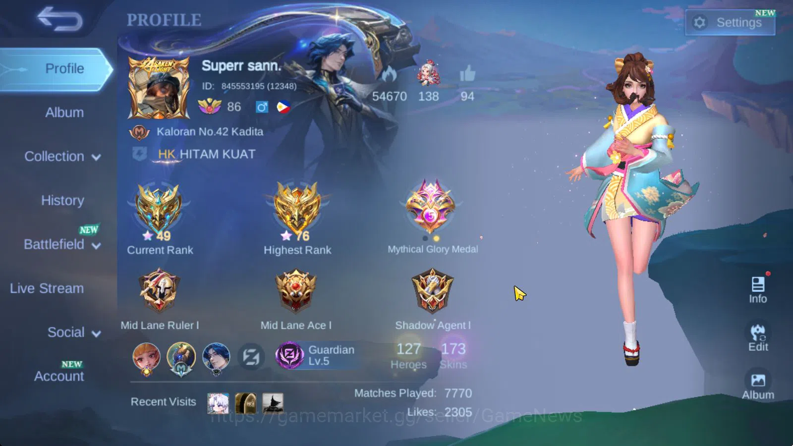 Mobile Legends: Bang Bang Accounts Hero 127|Skin 173|High Glory 76|CC Nata,LB Tigreal image 18