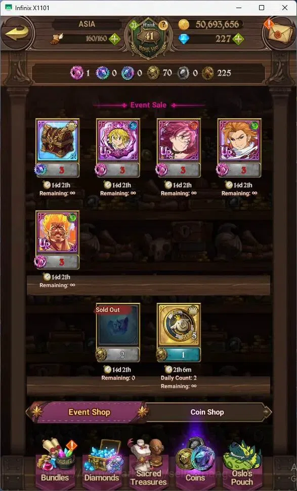 The Seven Deadly Sins: Grand Cross Accounts GLOBAL | 1,9M CC | 227 DM | UR Mesis Max, Menor 2/ image 3